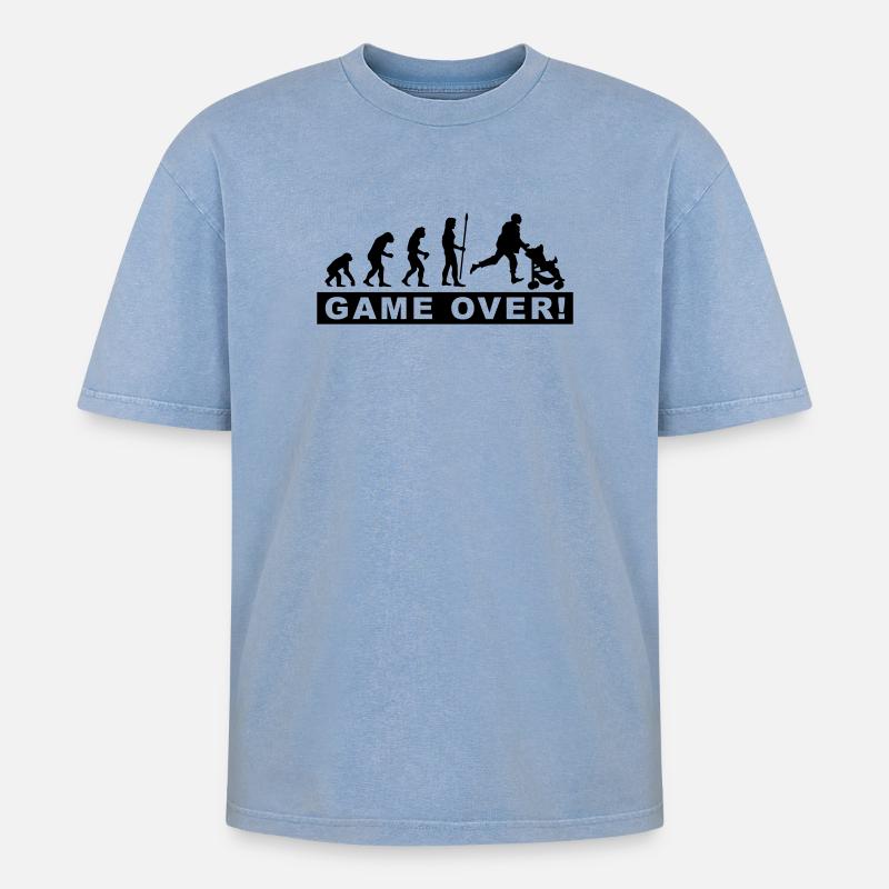 evolution_daddy - T-shirt Premium unisexe oversize acid-washed - bleu délavé acide