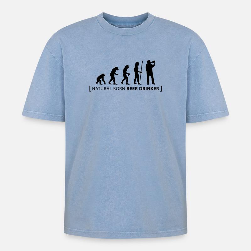 evolution_beer_drinker - T-shirt Premium unisexe oversize acid-washed - bleu délavé acide