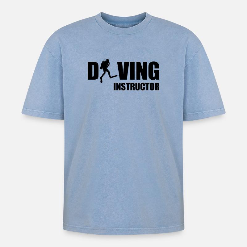 Diving Instructor - T-shirt Premium unisexe oversize acid-washed - bleu délavé acide