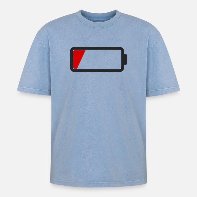 Batterie vide - T-shirt Premium unisexe oversize acid-washed - bleu délavé acide