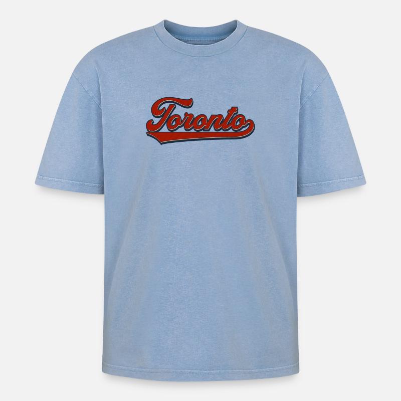 Script rétro de Toronto - T-shirt Premium unisexe oversize acid-washed - bleu délavé acide