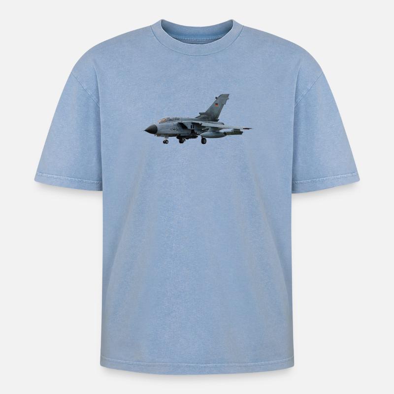 Tornado - Oversized Unisex Premium Acid-Washed T-Shirt - Blau Acid Wash