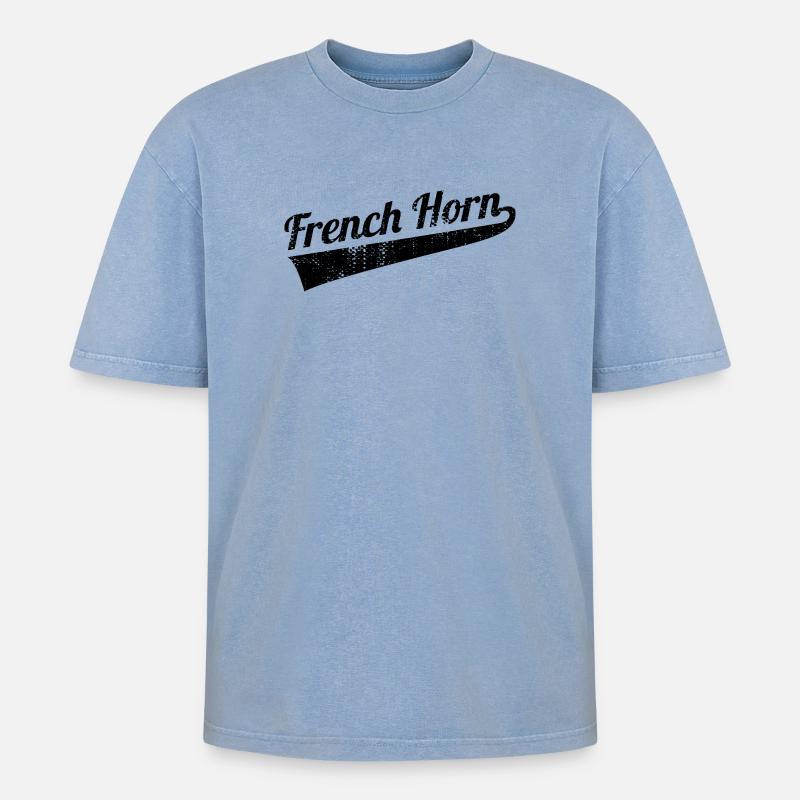 Bugle - Oversized Unisex Premium Acid-Washed T-Shirt - acid washed blue