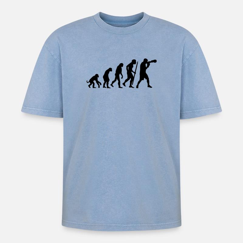 Evolution of boxing - Oversized Unisex Premium Acid-Washed T-Shirt - Blau Acid Wash