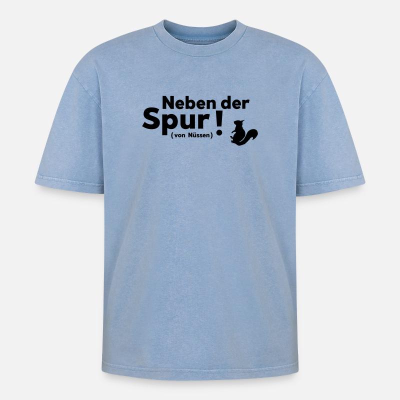 Neben der Spur - Oversized Unisex Premium Acid-Washed T-Shirt - Blau Acid Wash
