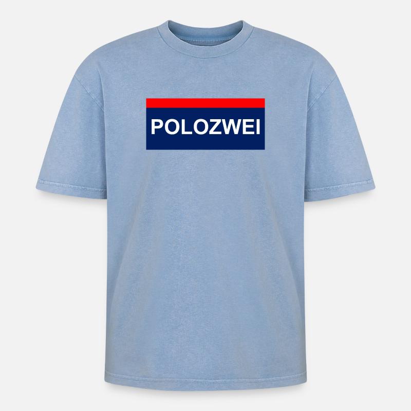 PoloZwei auto wagen Oldtimer oida - Oversized Unisex Premium Acid-Washed T-Shirt - Blau Acid Wash