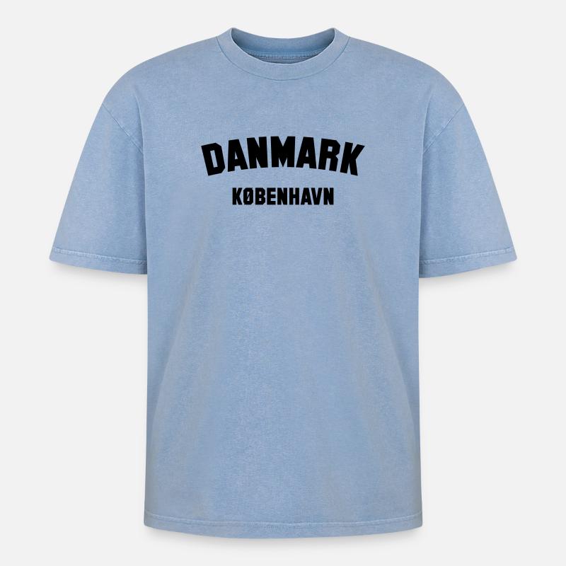 Kopenhagen, Dänemark Denmark Danmark - Oversized Unisex Premium Acid-Washed T-Shirt - Blau Acid Wash