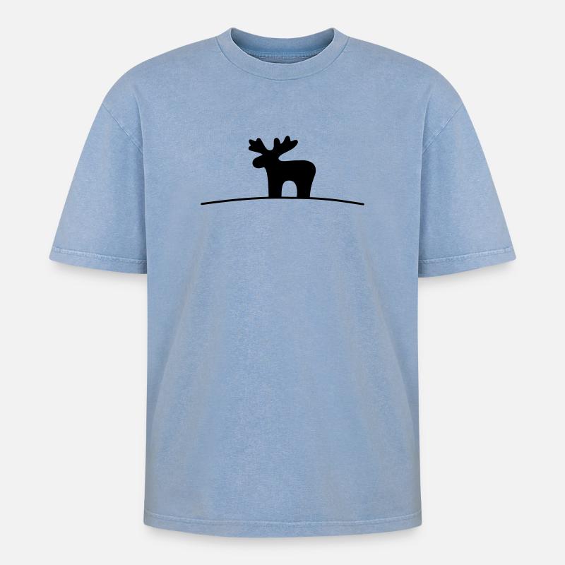 Idée cadeau silhouette Moose Noël - T-shirt Premium unisexe oversize acid-washed - bleu délavé acide