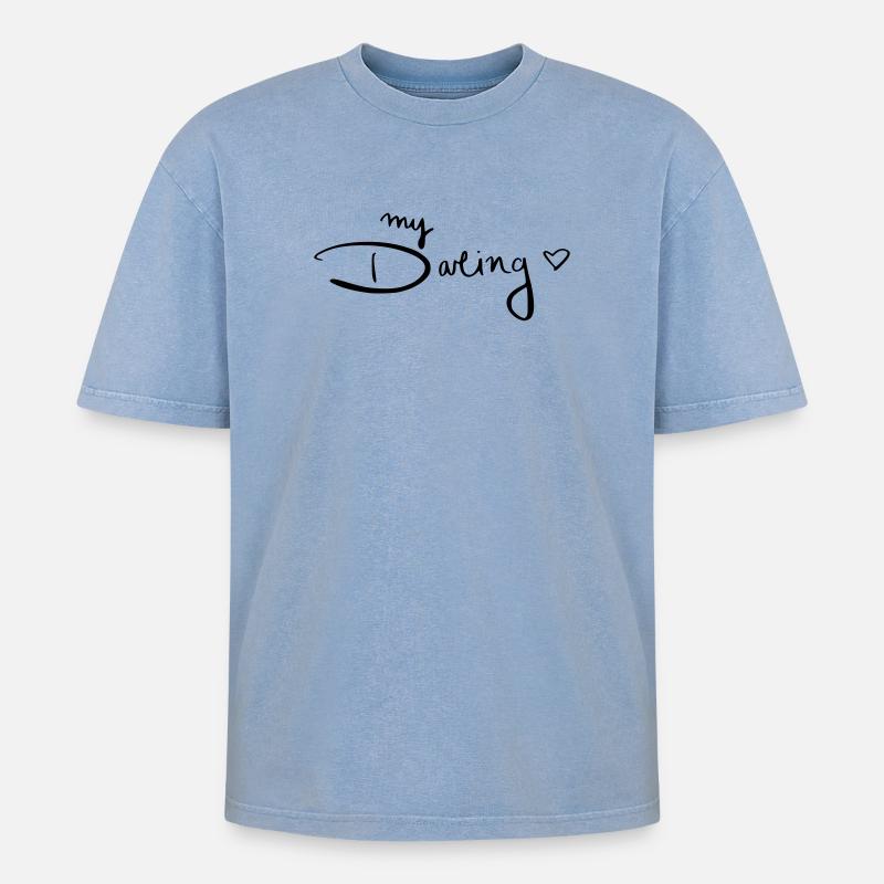 My Darling - Oversized Unisex Premium Acid-Washed T-Shirt - Blau Acid Wash