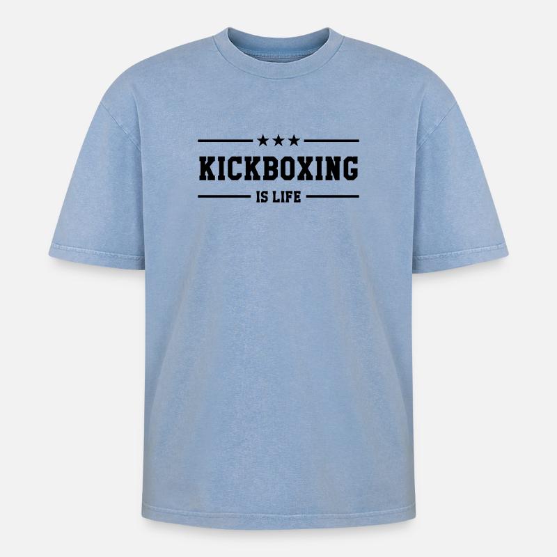 Kickboxen / Kickboxing / Kickboxer / Kick Boxing - Oversized Unisex Premium Acid-Washed T-Shirt - Blau Acid Wash