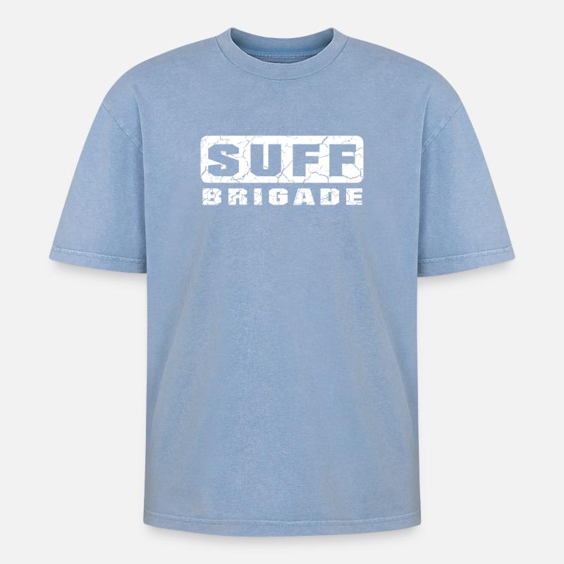 Suff Brigade weiss - Oversized Unisex Premium Acid-Washed T-Shirt - Blau Acid Wash