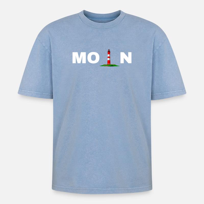 Moin - Oversized Unisex Premium Acid-Washed T-Shirt - Blau Acid Wash