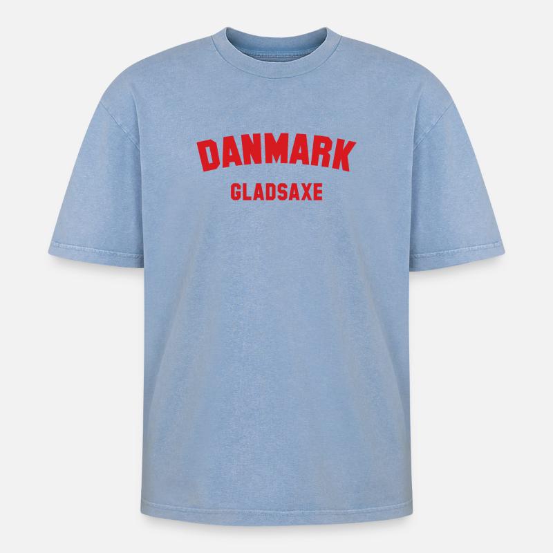 GLADSAXE Danmark Dänemark - Oversized Unisex Premium Acid-Washed T-Shirt - Blau Acid Wash