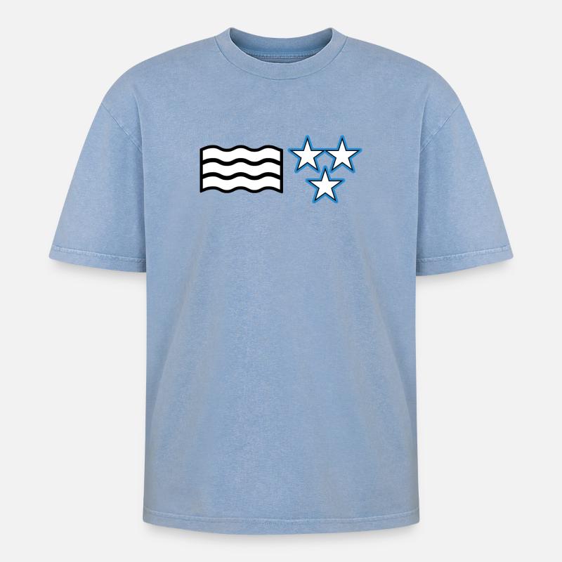 Flagge Aargau - Oversized Unisex Premium Acid-Washed T-Shirt - Blau Acid Wash