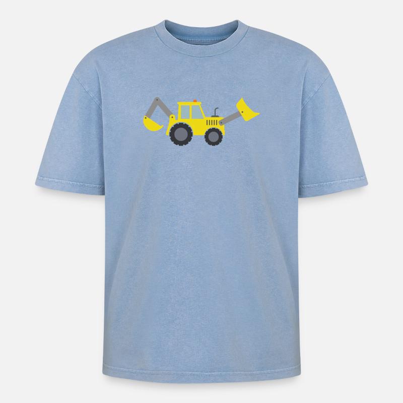 Backhoe loader - Oversized Unisex Premium Acid-Washed T-Shirt - acid washed blue