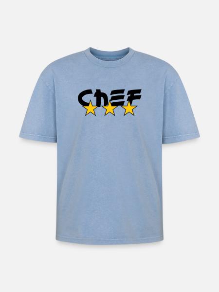 Chef - Kitchen - Cook - Oversized Unisex Premium Acid-Washed T-Shirt - acid washed blue