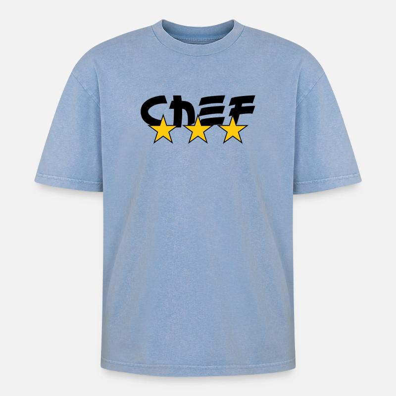 Chef - Cuisine - Cuisinier - T-shirt Premium unisexe oversize acid-washed - bleu délavé acide