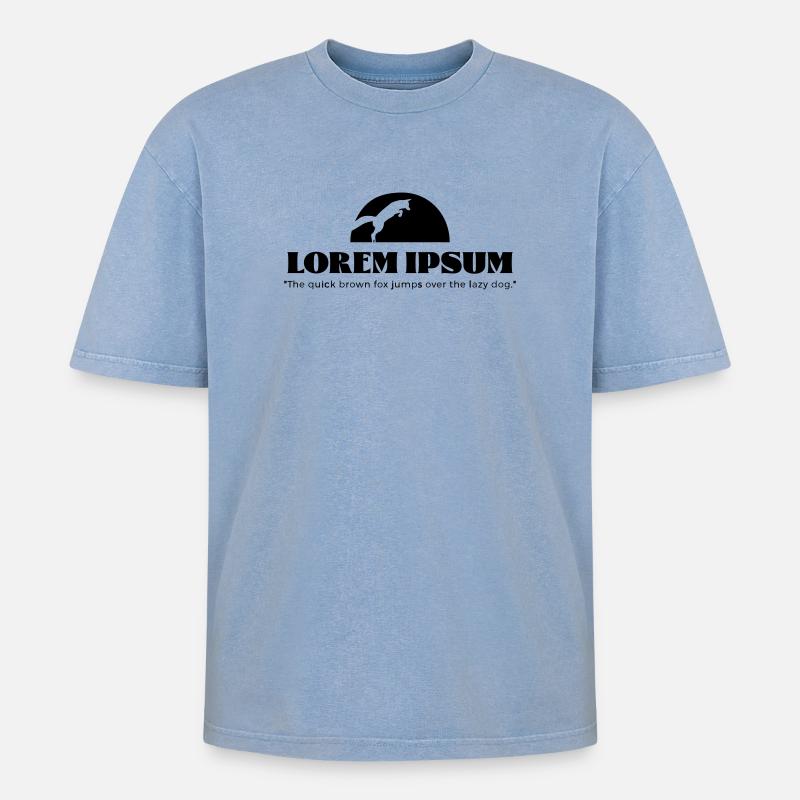 Lorem Ipsum „The quick brown ... - Oversized Unisex Premium Acid-Washed T-Shirt - Blau Acid Wash