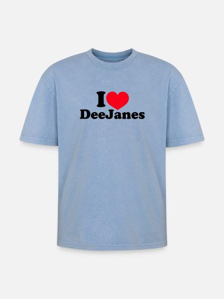 I Love DeeJanes - Oversized Unisex Premium Acid-Washed T-Shirt - acid washed blue