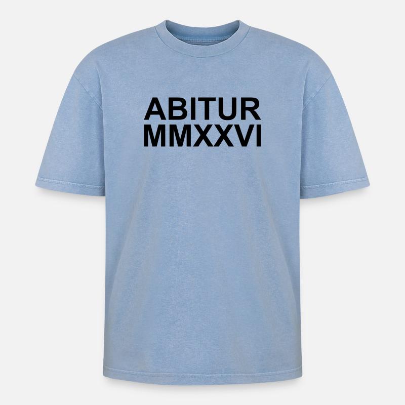 ABITUR - Oversized Unisex Premium Acid-Washed T-Shirt - Blau Acid Wash