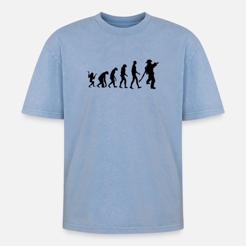 pompier_kiosdz22 - Oversized Unisex Premium Acid-Washed T-Shirt - Blau Acid Wash