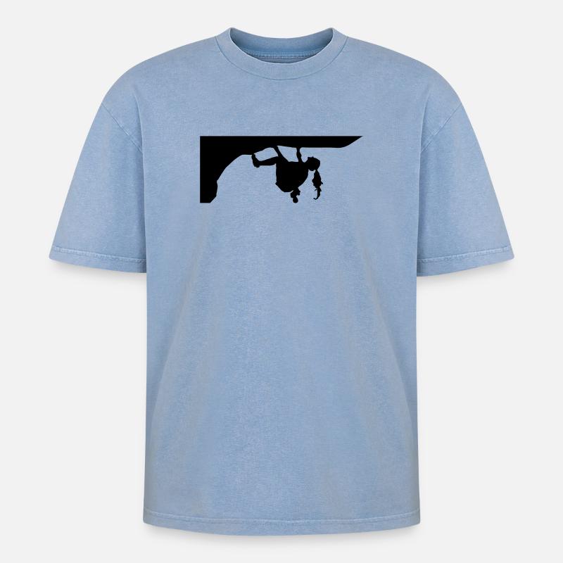 Climberin - Oversized Unisex Premium Acid-Washed T-Shirt - Blau Acid Wash