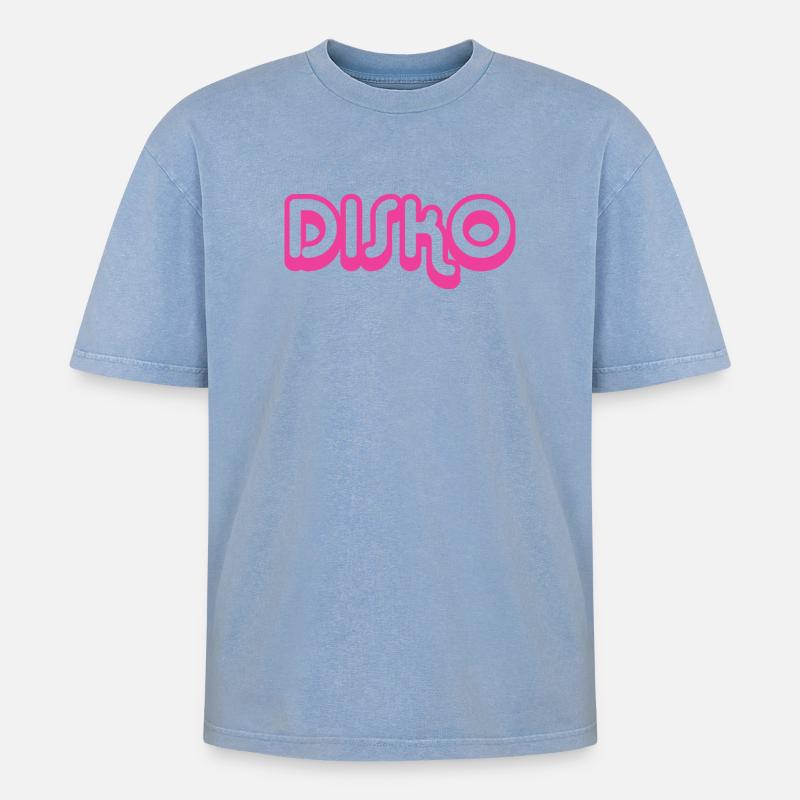 DISCO Nicki - T-shirt Premium unisexe oversize acid-washed - bleu délavé acide