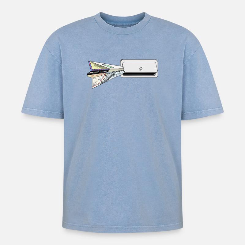 PLAN - Oversized Unisex Premium Acid-Washed T-Shirt - Blau Acid Wash