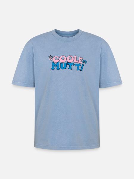 Coole Mutti - Oversized Unisex Premium Acid-Washed T-Shirt - Blau Acid Wash