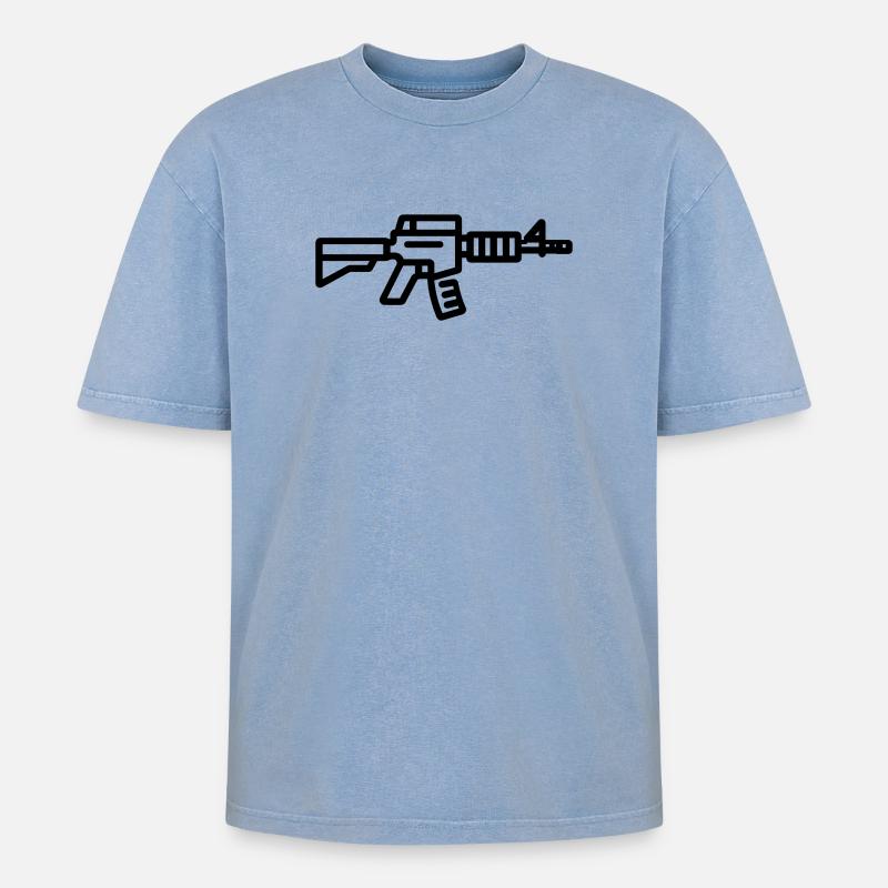 fusil - T-shirt Premium unisexe oversize acid-washed - bleu délavé acide