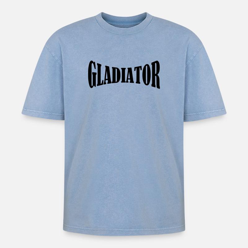 gladiator shirt - Oversized Unisex Premium Acid-Washed T-Shirt - Blau Acid Wash