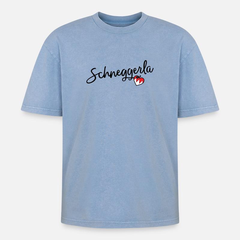 Schneggerla - Oversized Unisex Premium Acid-Washed T-Shirt - Blau Acid Wash