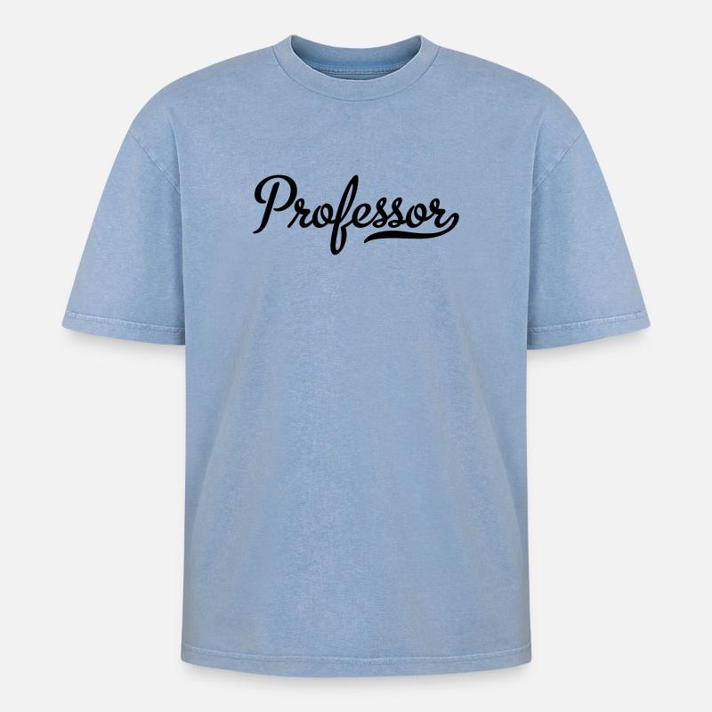 professor - Oversized Unisex Premium Acid-Washed T-Shirt - Blau Acid Wash