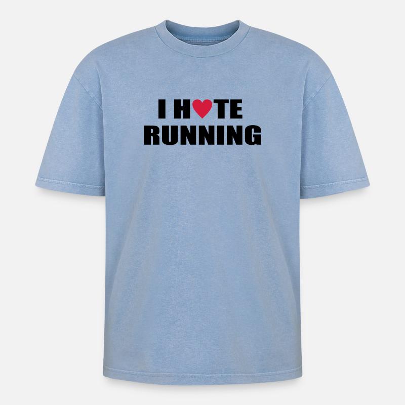 run - Oversized Unisex Premium Acid-Washed T-Shirt - acid washed blue