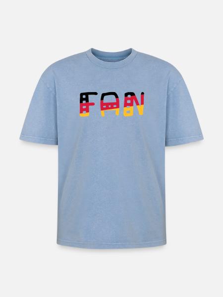 FAN - Shirt Germany - Oversized Unisex Premium Acid-Washed T-Shirt - acid washed blue
