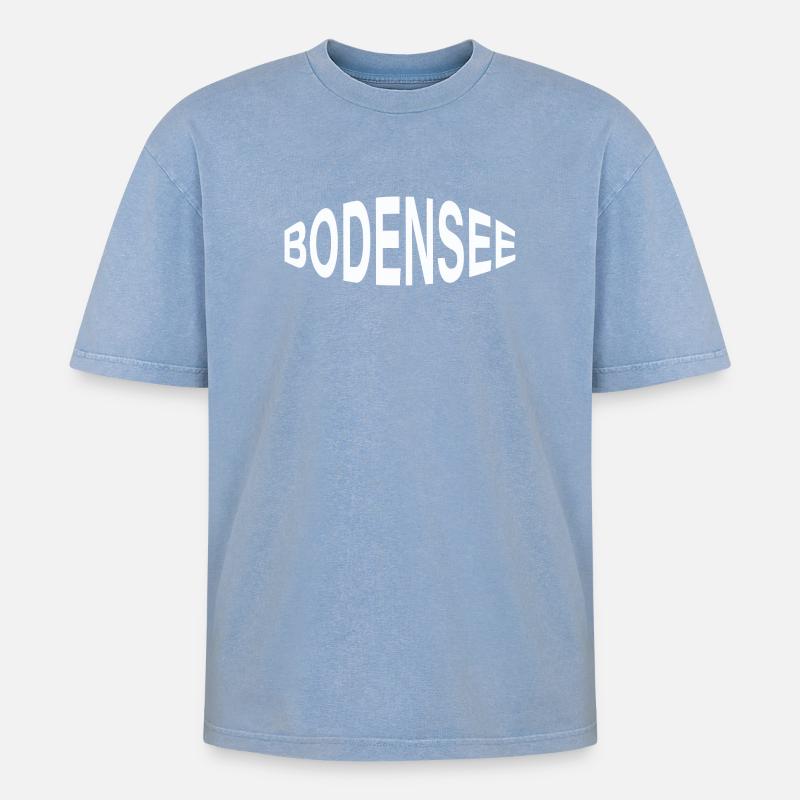 BODENSEE - Oversized Unisex Premium Acid-Washed T-Shirt - Blau Acid Wash