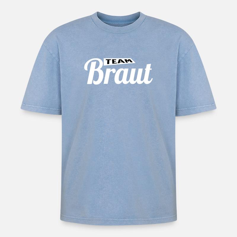 Die Braut!  - Oversized Unisex Premium Acid-Washed T-Shirt - Blau Acid Wash