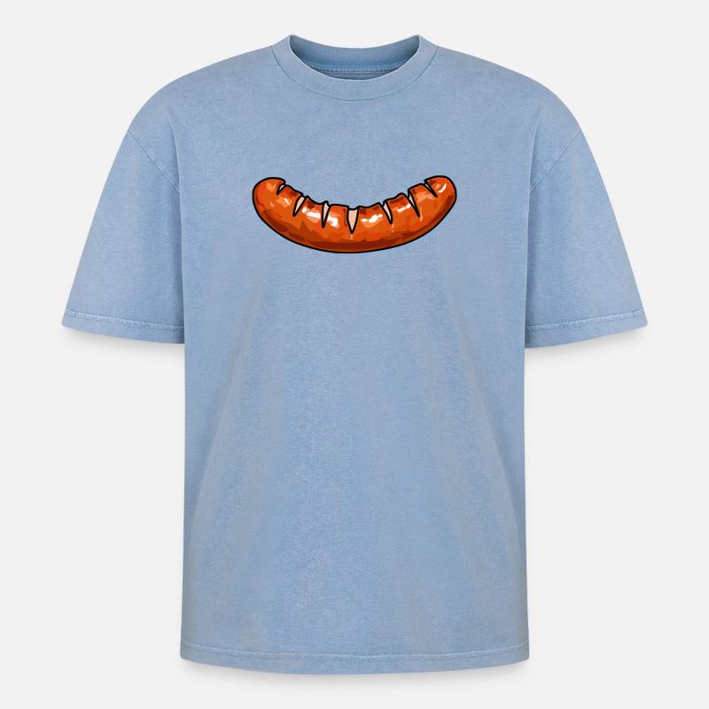 Wurst sausage - Oversized Unisex Premium Acid-Washed T-Shirt - Blau Acid Wash