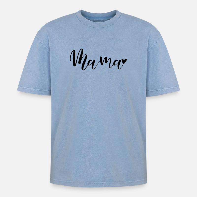 Mama Herz Geschenkidee - Oversized Unisex Premium Acid-Washed T-Shirt - Blau Acid Wash