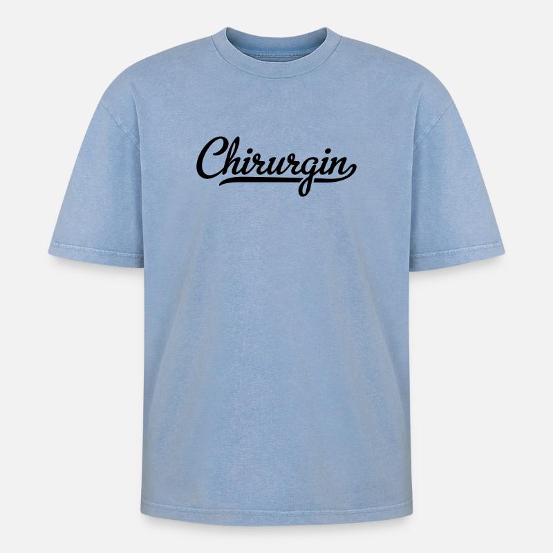 Chirurgin - Oversized Unisex Premium Acid-Washed T-Shirt - Blau Acid Wash