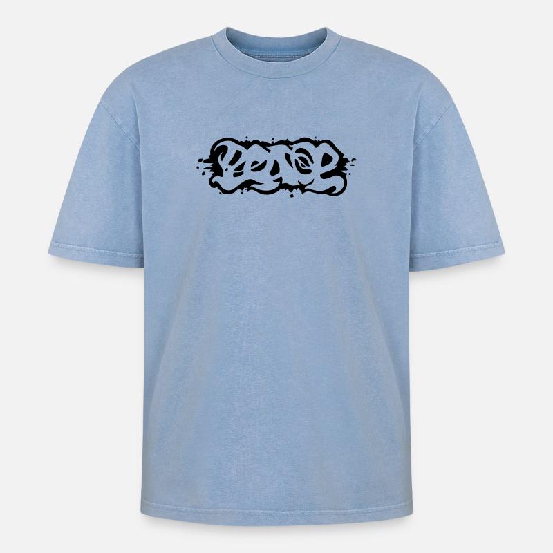 Peace - Oversized Unisex Premium Acid-Washed T-Shirt - Blau Acid Wash