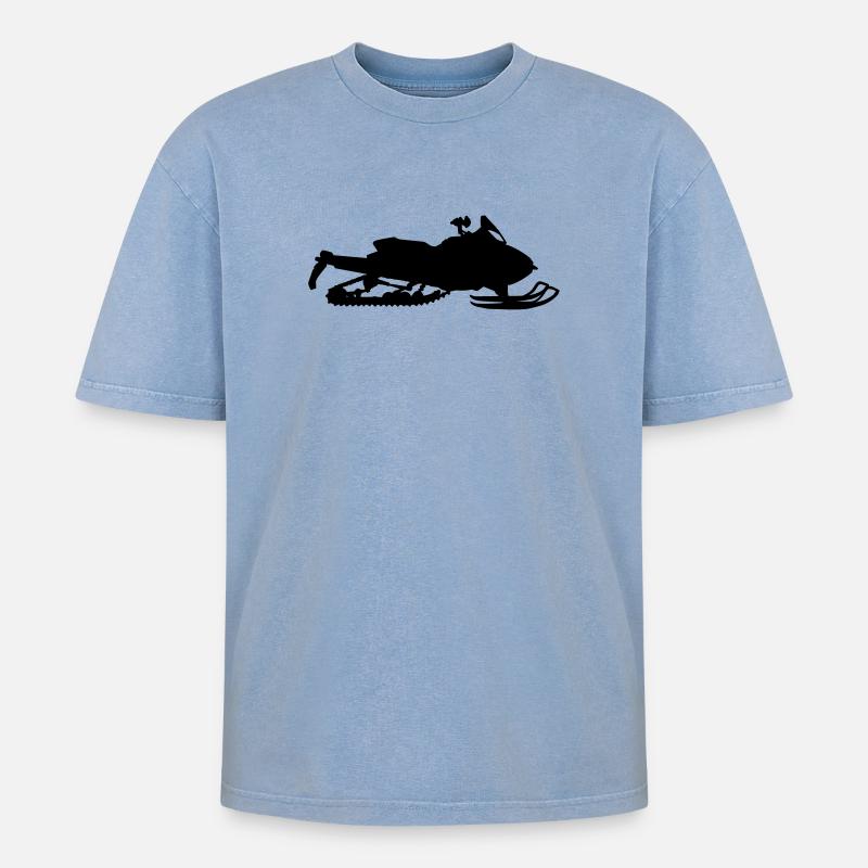 Snowmobile - Oversized Unisex Premium Acid-Washed T-Shirt - Blau Acid Wash