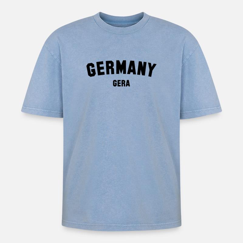 GERA - T-shirt Premium unisexe oversize acid-washed - bleu délavé acide