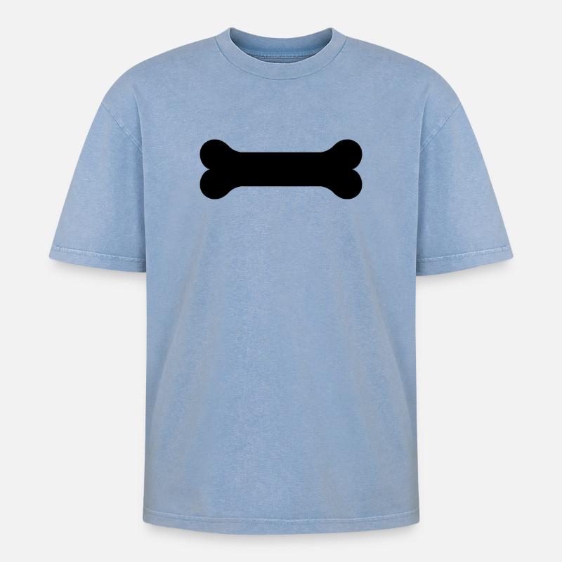 Hundeknochen - Oversized Unisex Premium Acid-Washed T-Shirt - Blau Acid Wash