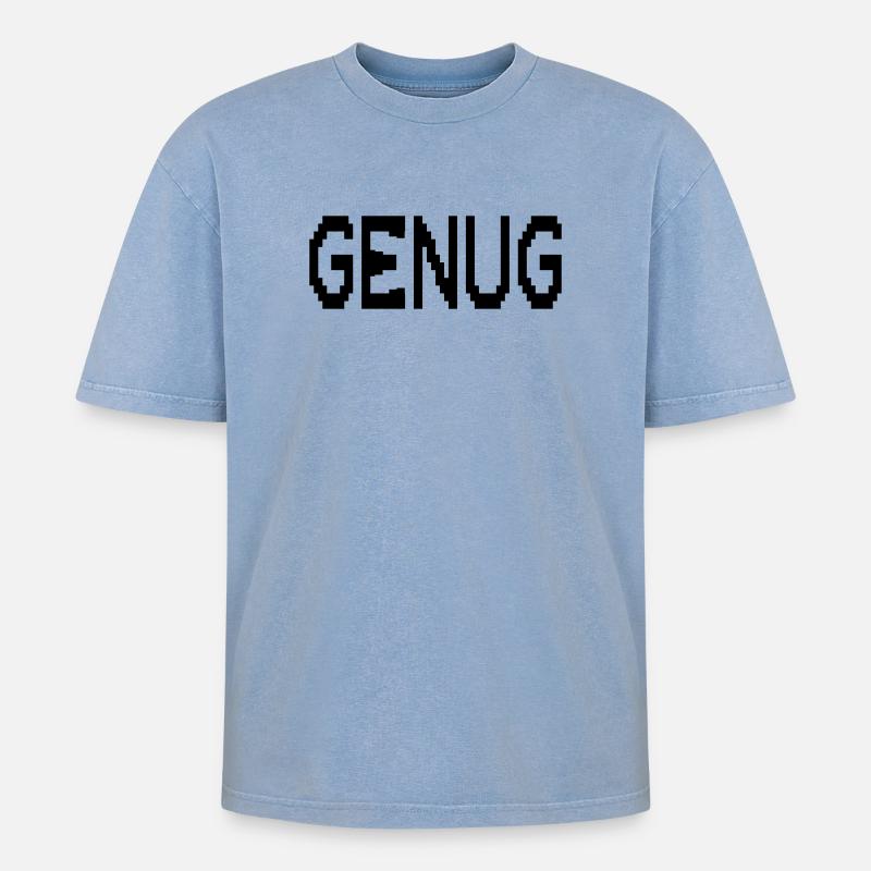 Achtsamkeit Genug - Oversized Unisex Premium Acid-Washed T-Shirt - Blau Acid Wash