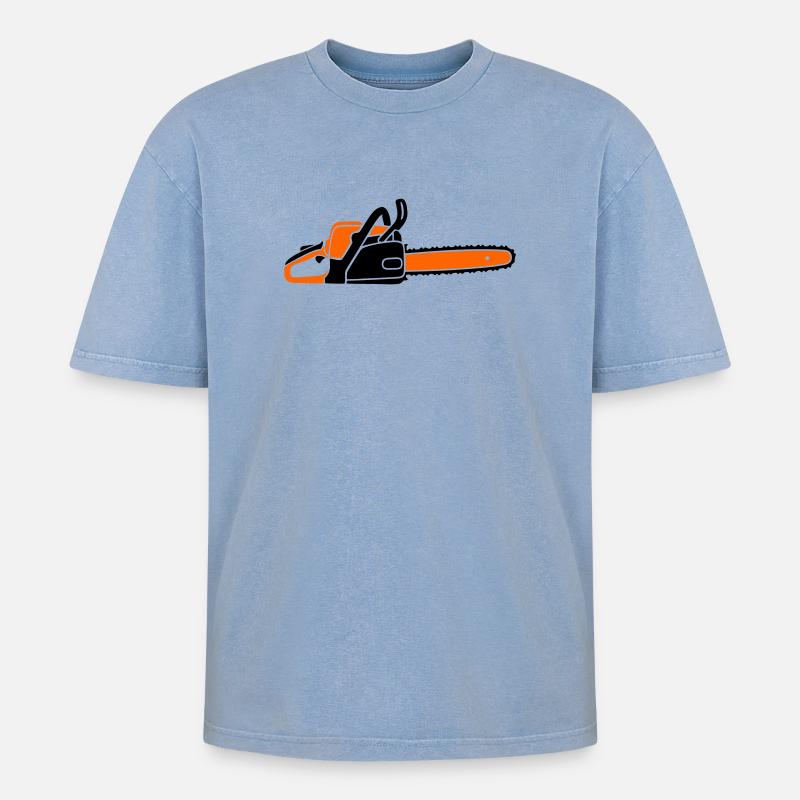 Tronçonneuse Tronçonneuse Bûcheron Bûcheron - T-shirt Premium unisexe oversize acid-washed - bleu délavé acide