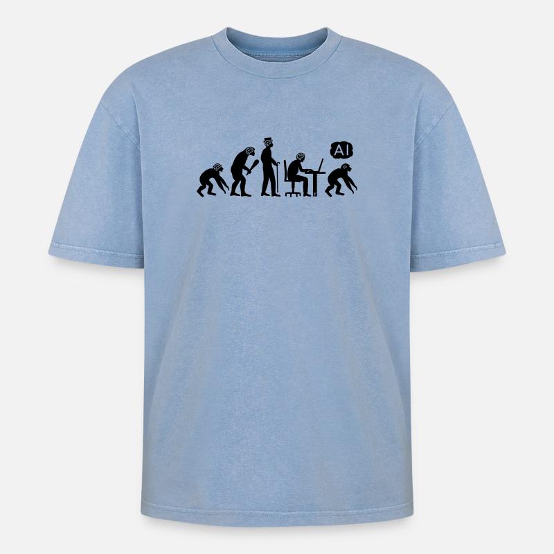 Évolution IA - T-shirt Premium unisexe oversize acid-washed - bleu délavé acide