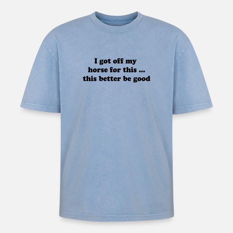 Pferd - Oversized Unisex Premium Acid-Washed T-Shirt - Blau Acid Wash