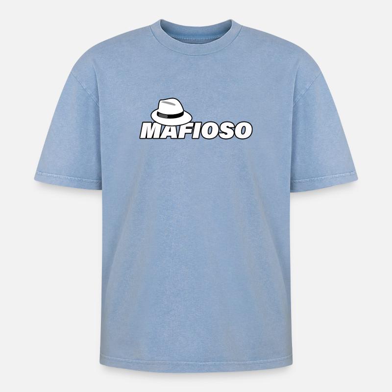MAFIOSO - Oversized Unisex Premium Acid-Washed T-Shirt - Blau Acid Wash