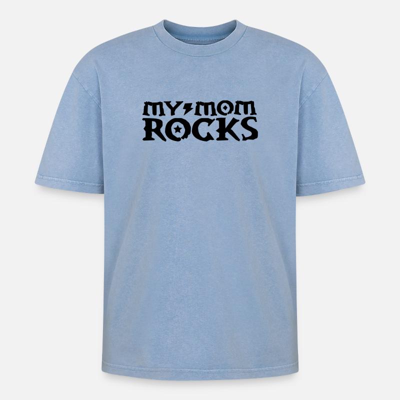 Mama - Oversized Unisex Premium Acid-Washed T-Shirt - Blau Acid Wash